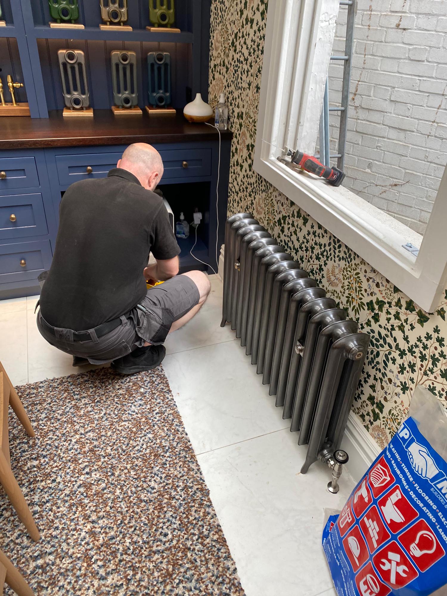 Wes working on Castrads' radiators