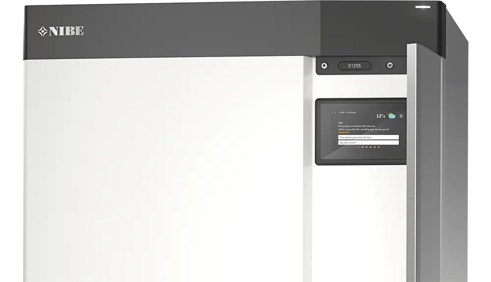 NIBE Heat Pump with door open to see controller